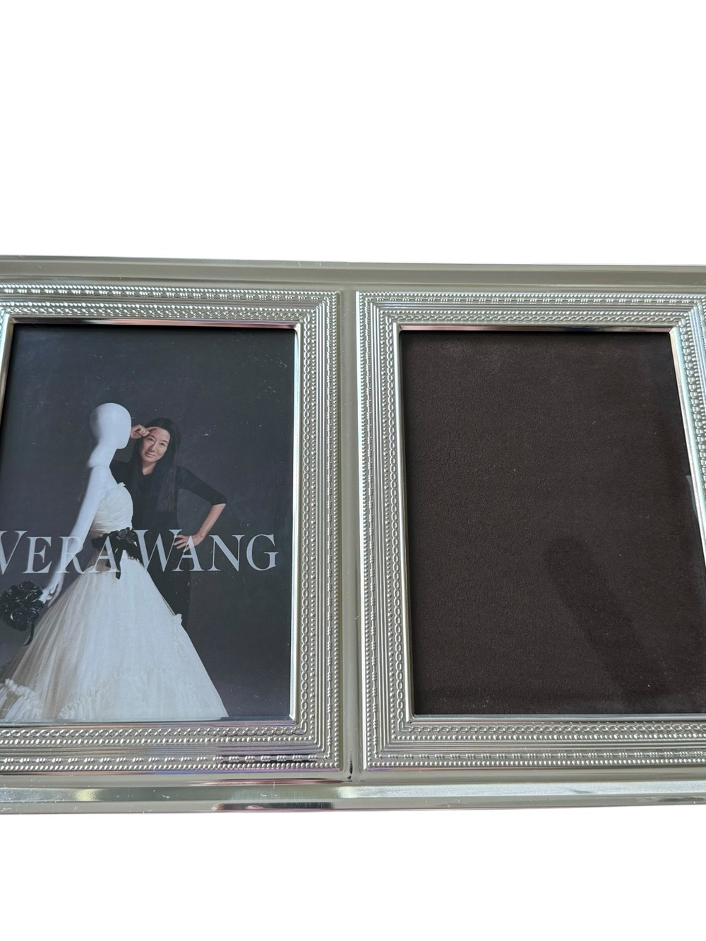 Vera Wang Wedgwood With Love Double Picture Frame Silver Chrome 5.5x7.5"